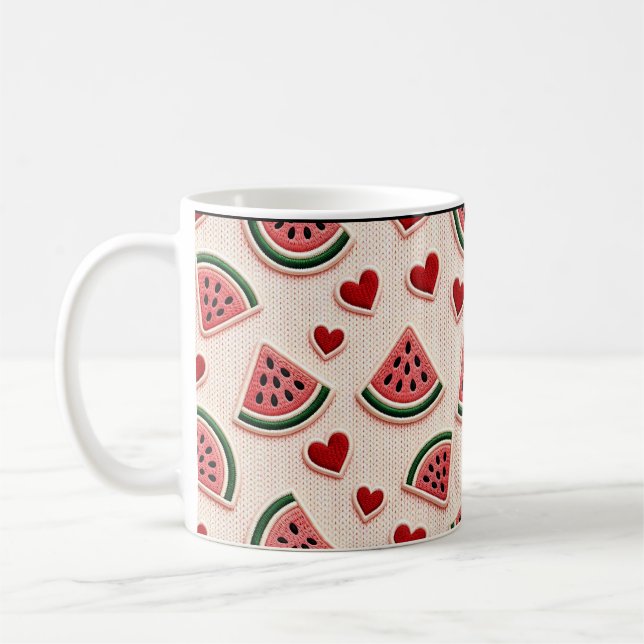 Cute Watermelon and Hearts Pattern Coffee Mug - Sw (Left)