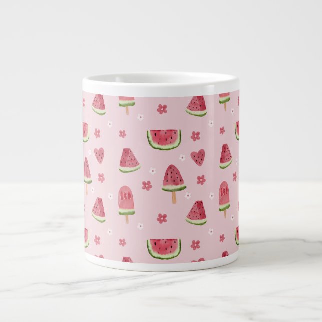 Cute Watermelon and Popsicle Seamless Pattern  Giant Coffee Mug (Front)