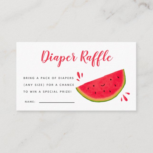 Cute Watermelon Baby Shower Diaper Raffle Ticket Enclosure Card (Front)