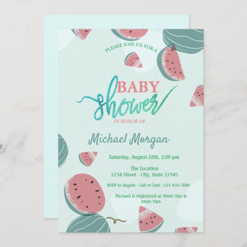 Cute Watermelon Baby Shower Invitation