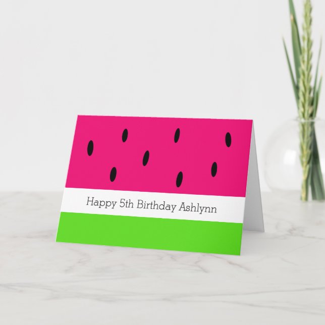 Cute Watermelon Birthday Card (Front)