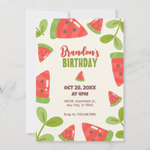 Cute watermelon birthday invitation