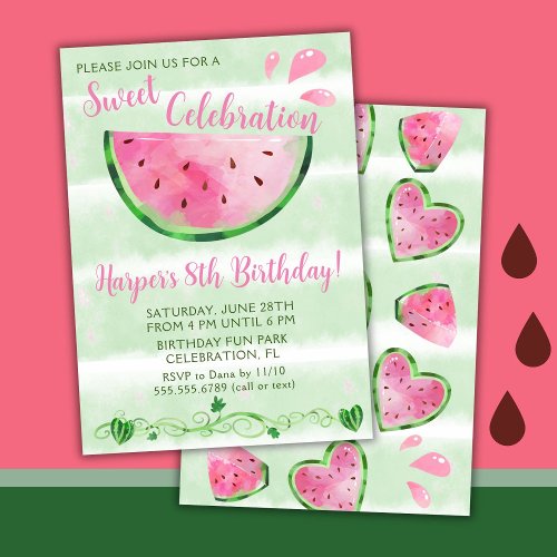 Cute Watermelon Birthday Party Invitation