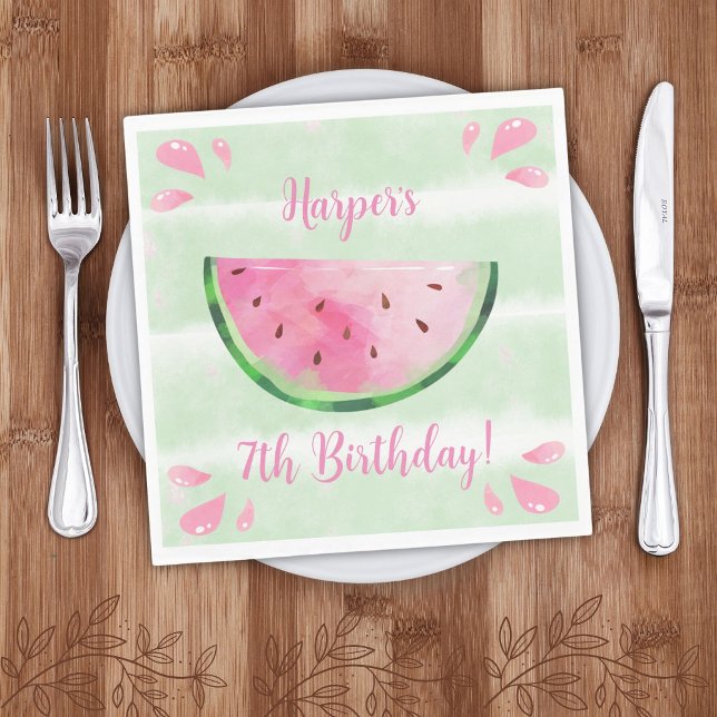 Cute Watermelon Birthday Party Napkins (Creator Uploaded)
