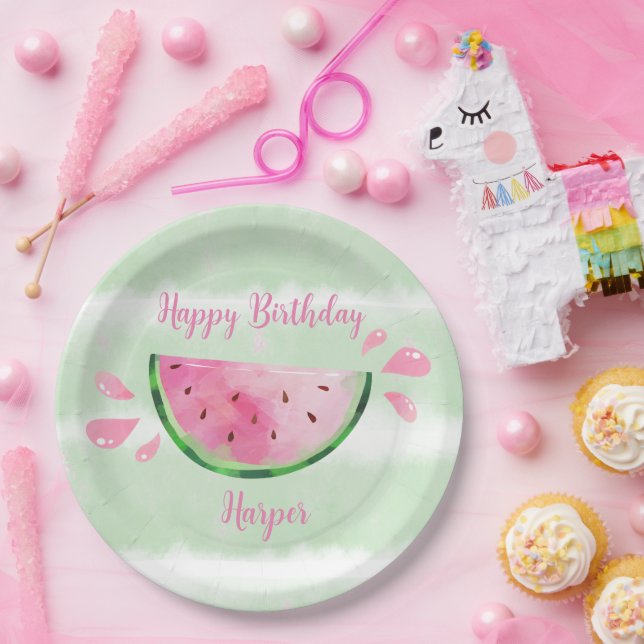 Cute Watermelon Birthday Party Paper Plates (Party)