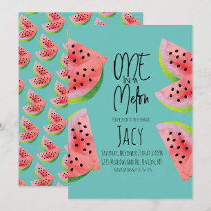 Cute Watermelon Birthday Watercolor Summer Party I Invitation