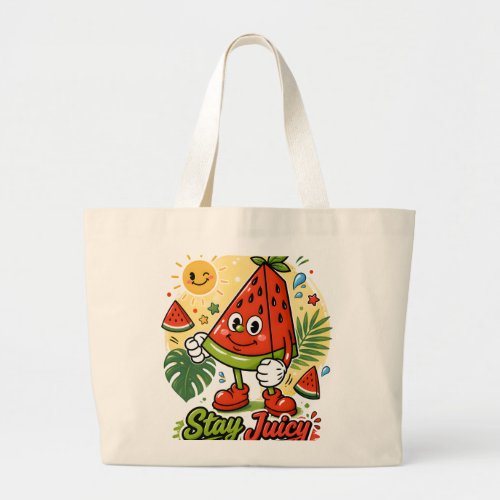 Cute Watermelon Cartoon Large Tote Bag