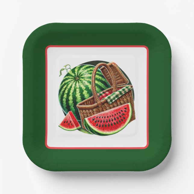 Cute watermelon festival party paper plates (Front)