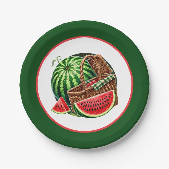 Cute watermelon festival party paper plates (Front)