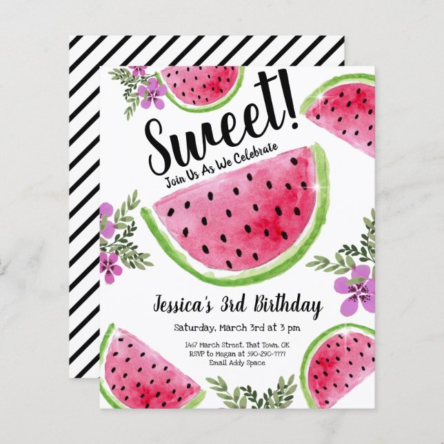 Cute Watermelon Floral Birthday Party Budget (Front/Back)