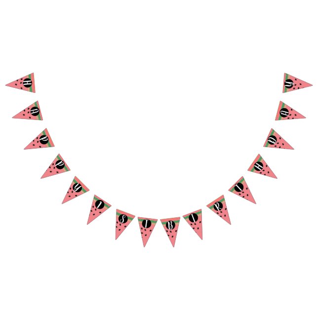 Cute Watermelon Happy First Birthday  Bunting Flags (All)