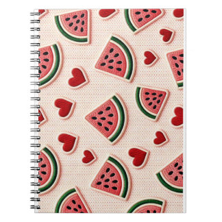 Cute Watermelon & Hearts Pattern Aesthetic School  Notebook