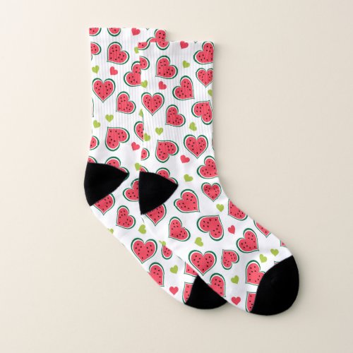 Cute Watermelon Hearts Pretty Fruit Patterned Socks