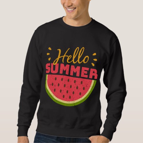 Cute Watermelon Hello Summer Fruit Vintage Vacatio Sweatshirt