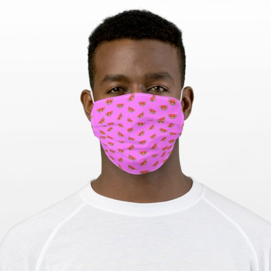 Cute Watermelon Hot Pink Pattern Cloth Face Mask (Worn)