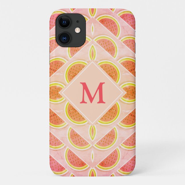 Cute WATERMELON Kaleidoscope MONOGRAM Case-Mate iPhone Case (Back)