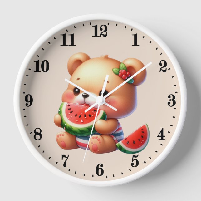 Cute watermelon lovers bear clock (Front)