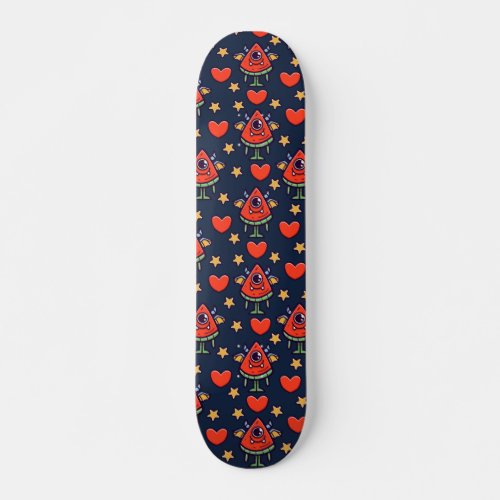 Cute watermelon monster pattern skateboard