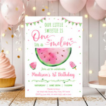 Cute Watermelon One In A Melon First Birthday Invitation