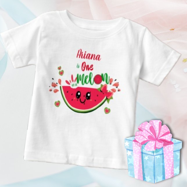 Cute Watermelon One In A Melon Girl's 1st Birthday Baby T-Shirt (Creator Uploaded)