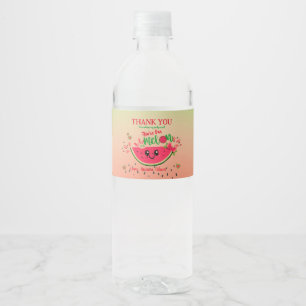 Cute Watermelon One In A Melon Girl's 1st Birthday Water Bottle Label