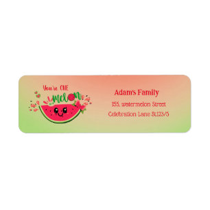 Cute Watermelon One in a Melon Kid's Birthday Label