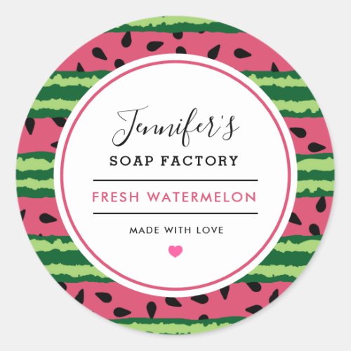 Cute Watermelon Pattern Candle Soap Scent Classic Round Sticker