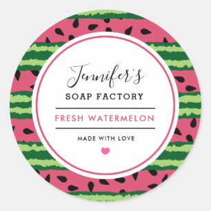 Cute Watermelon Pattern Candle Soap Scent Classic Round Sticker
