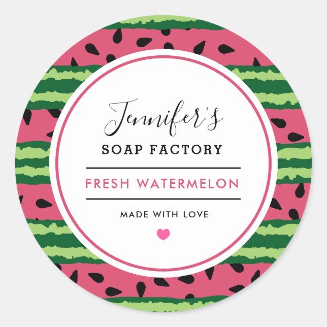 Cute Watermelon Pattern Candle Soap Scent Classic Round Sticker (Front)