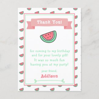 Cute watermelon Pattern Kids Birthday Thank You 