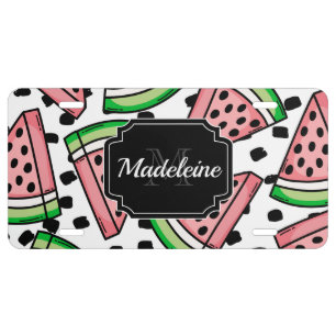 Cute Watermelon Pattern License Plate