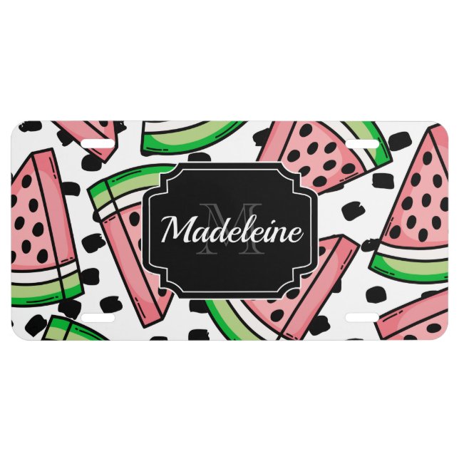 Cute Watermelon Pattern License Plate (Front)