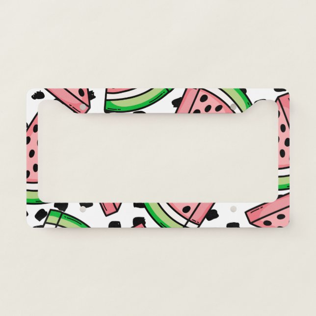 Cute Watermelon Pattern License Plate Frame (Front)