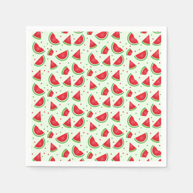 Cute Watermelon Pattern Melon Summer Light Green Napkins (Front)