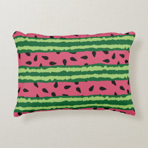 Cute Watermelon Pattern Pink & Green Accent Pillow