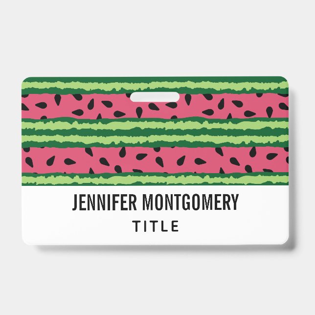 Cute Watermelon Pattern Pink & Green Badge (Front)