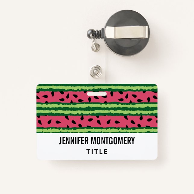 Cute Watermelon Pattern Pink & Green Badge (Back with Retractable)