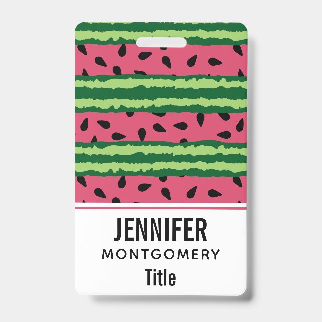 Cute Watermelon Pattern Pink & Green Badge (Front)