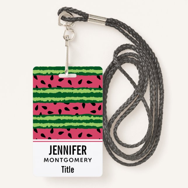 Cute Watermelon Pattern Pink & Green Badge (Front with Lanyard)