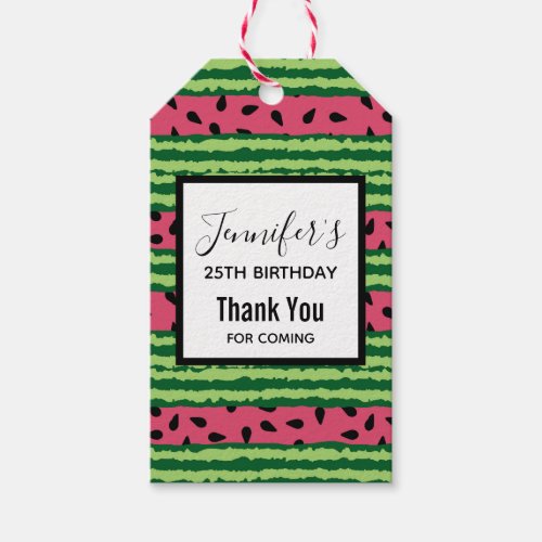 Cute Watermelon Pattern Pink  Green Birthday Gift Tags