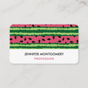 Cute Watermelon Pattern Pink & Green Business Card