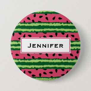 Cute Watermelon Pattern Pink & Green Button