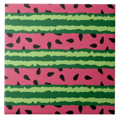 Cute Watermelon Pattern Pink  Green Ceramic Tile