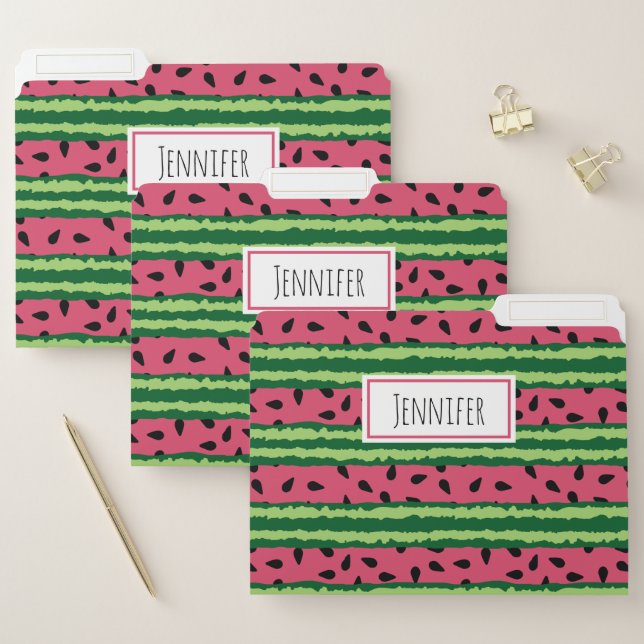 Cute Watermelon Pattern Pink & Green File Folder (Set)