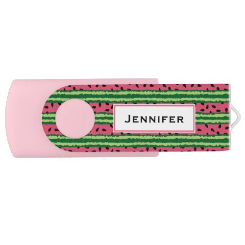 Cute Watermelon Pattern Pink  Green Flash Drive