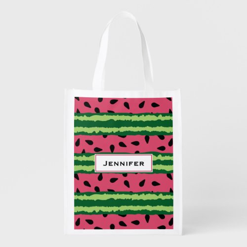 Cute Watermelon Pattern Pink  Green Grocery Bag