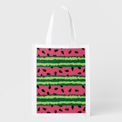 Cute Watermelon Pattern Pink  Green Grocery Bag