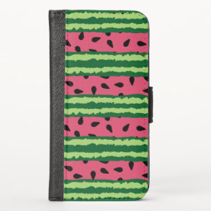 Cute Watermelon Pattern Pink & Green iPhone X Wallet Case