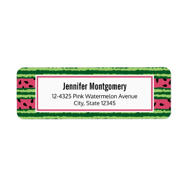 Cute Watermelon Pattern Pink & Green Label (Front)