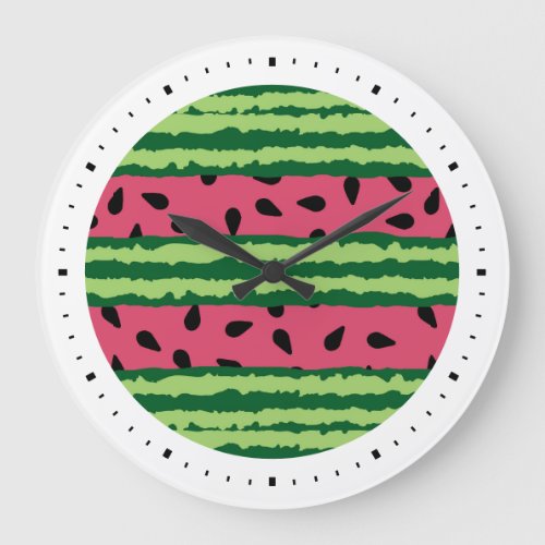 Cute Watermelon Pattern Pink  Green Large Clock